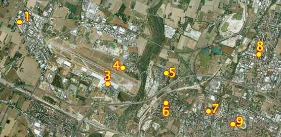 Location of noise monitoring terminals: air view.